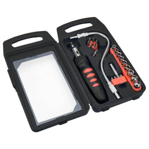 Screwdriver bits and sockets with holder, set 22 pcs