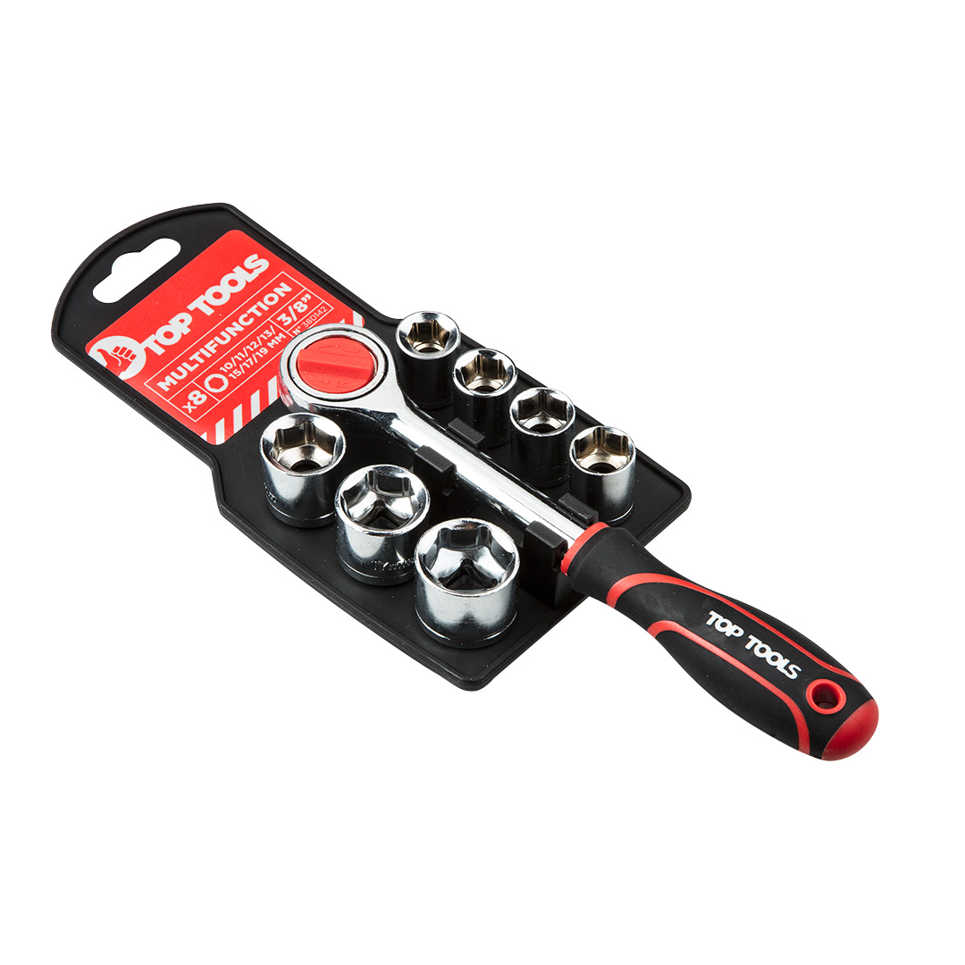 Socket wrenches 3/8", set 8 pcs