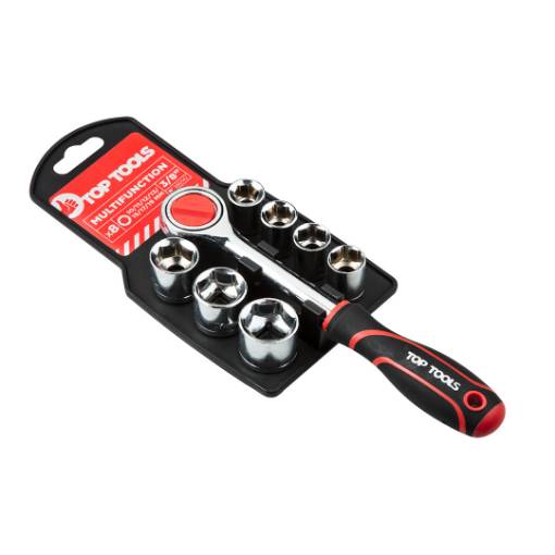 Socket wrenches 3/8", set 8 pcs