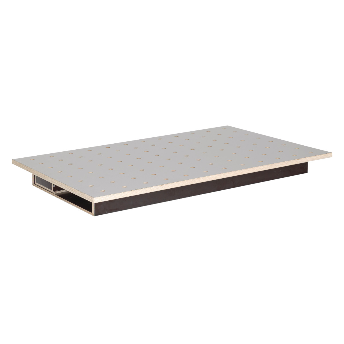 Table top  120x80 cm, HPL perforated grid plate Ø20 mm, with drawer