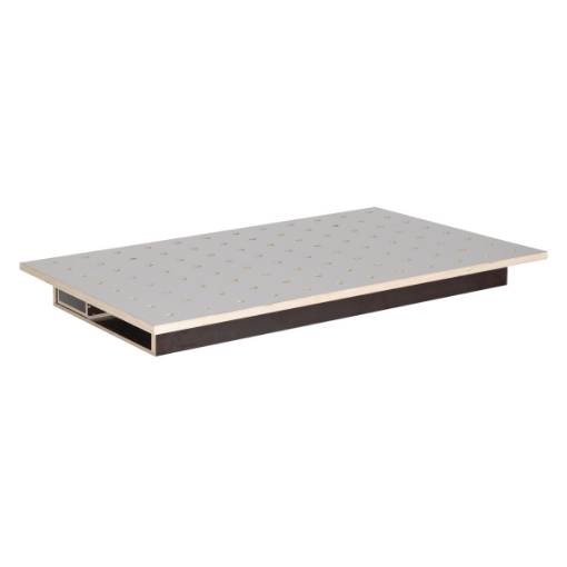 Table top  120x80 cm, HPL perforated grid plate Ø20 mm, with drawer