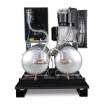 Stationary piston compressor with 2x 100 liter compressed air tanks and refrigeration dryer AIRPROFI DUO 853 / 2x100 / 10K