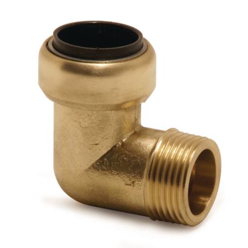 Angled screw-in connector 90° (brass)  28 mm OD / R1" OT