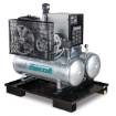 Stationary piston compressor with 2x 100 liter compressed air tanks, refrigerant dryer, fine filter, steam trap and conditioner AIRPROFI DUO 853 / 2x100 / 10KK