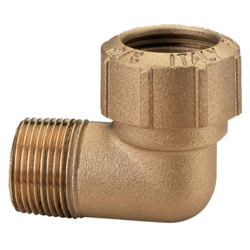 Angled screw-in connector 90° (brass)  32 mm OD / R1" ET