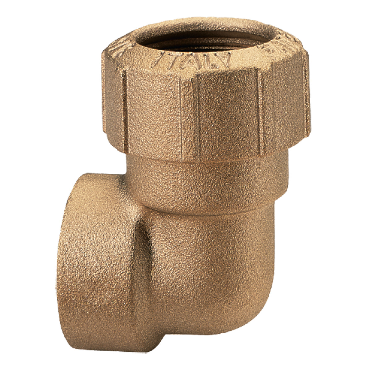 Angled screw-on connector 90° (brass)  32 mm OD / G1" IT