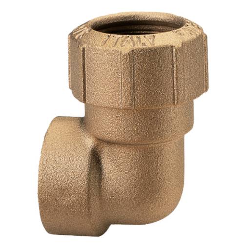 Angled screw-on connector 90° (brass)  32 mm OD / G1" IT