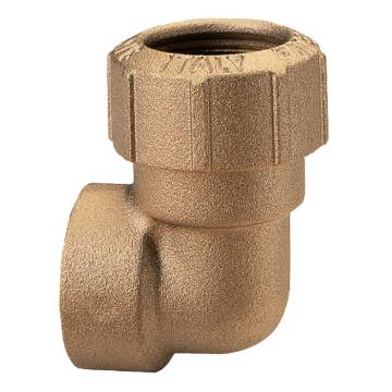 Angled screw-on connector 90° (brass)  40 mm OD / G1 1/4" IT