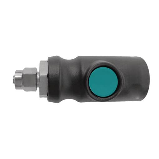 One-hand safety quick coupling  with lock nut for 5 mm spiral hose