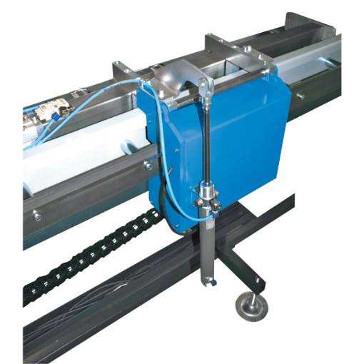 Material arm can be folded away pneumatically