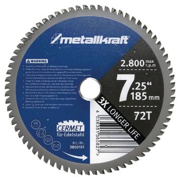 Saw blade for stainless steel  Ø 185 x 1,8/1,4 x 22 mm Z72