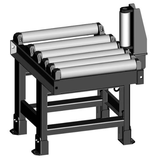 Roller conveyor, discharge side  1000 x 620 mm, discharge side, with a lateral guide roller