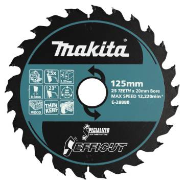 T.C.T saeketas puidu lõikamiseks, 125x20/25T/1,35, Efficut