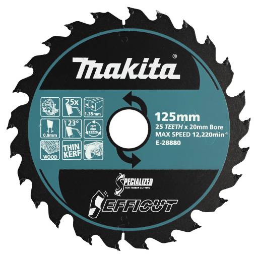 T.C.T saeketas puidu lõikamiseks, 125x20/25T/1,35, Efficut